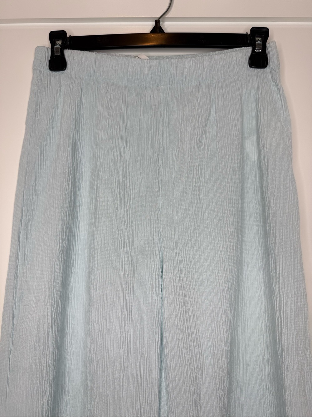 Oak + Fort Light Blue Crinkle Wide Leg Pants Semi Sheer - Picture 2 of 12
